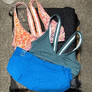 Fleo Sports Bras in Teal, Blue, and Pink Floral/Charge NFS XS